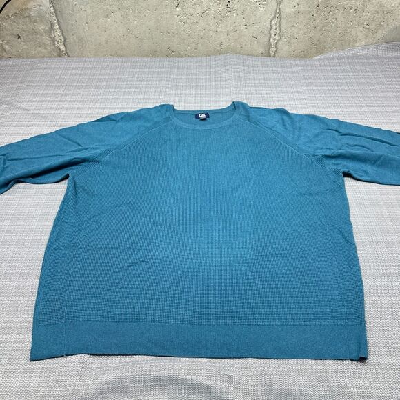 Cutter & Buck Sweater Men 4X Big Teal Waffle Knit Pullover Comfort‎ Crewneck - Picture 2 of 10